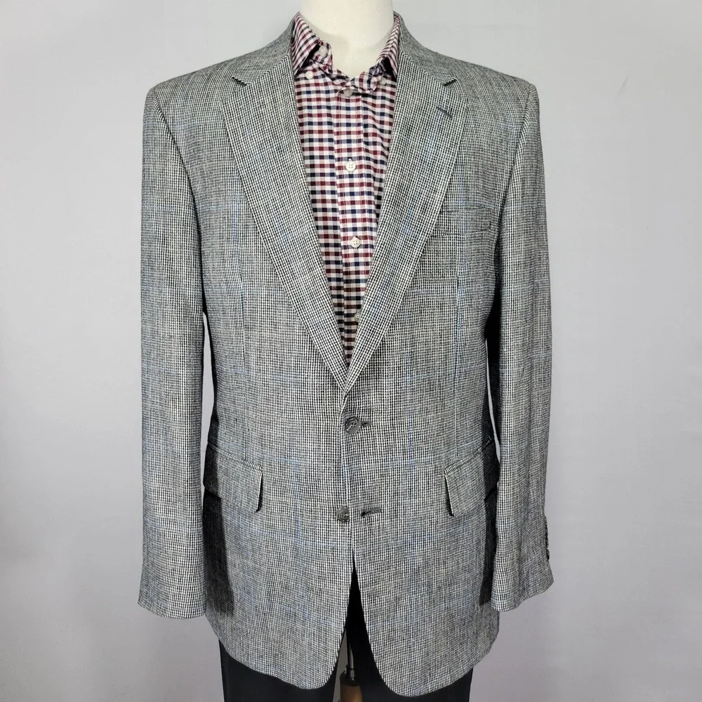 VTG Stafford Men's Sport‎ Coat Blazer Two Button Gray Plaid Size 42L